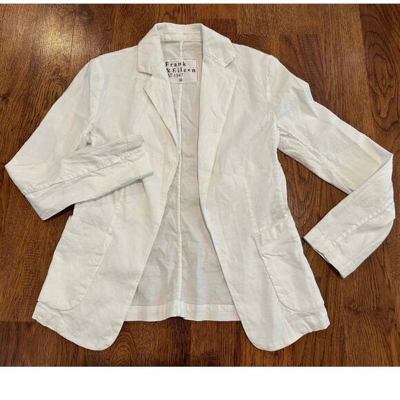 Frank & Eileen Dublin White Cotton Twill Blazer XS Elevated Classic Style - Picture 1 of 7